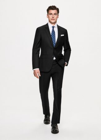 Herren Klassischer Wollanzug Black | Hackett London Elegante Kleidung