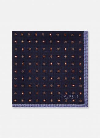 Herren Kontrastmuster Seideneinstecktuch Navy/Orange | Hackett London Krawatten, Fliegen & Einstecktücher