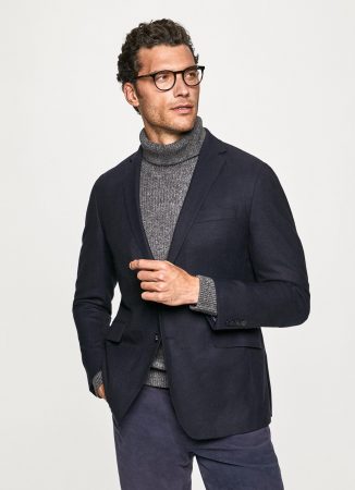 Herren Leistungsstarker Flanell-Blazer aus Wolle Navy | Hackett London Elegante Kleidung