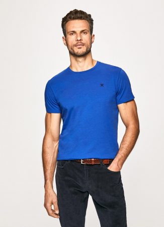Herren T-Shirt mit kontrastierender Logoeinfassung Cobalt | Hackett London T-Shirts & Sweatshirts