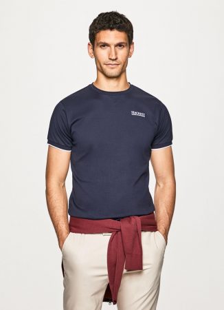 Herren T-Shirt aus Funktions-Baumwollgewebe Navy | Hackett London T-Shirts & Sweatshirts