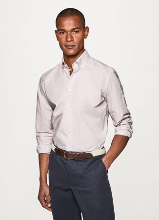 Herren Melange Oxford Hemd Tan | Hackett London Hemden